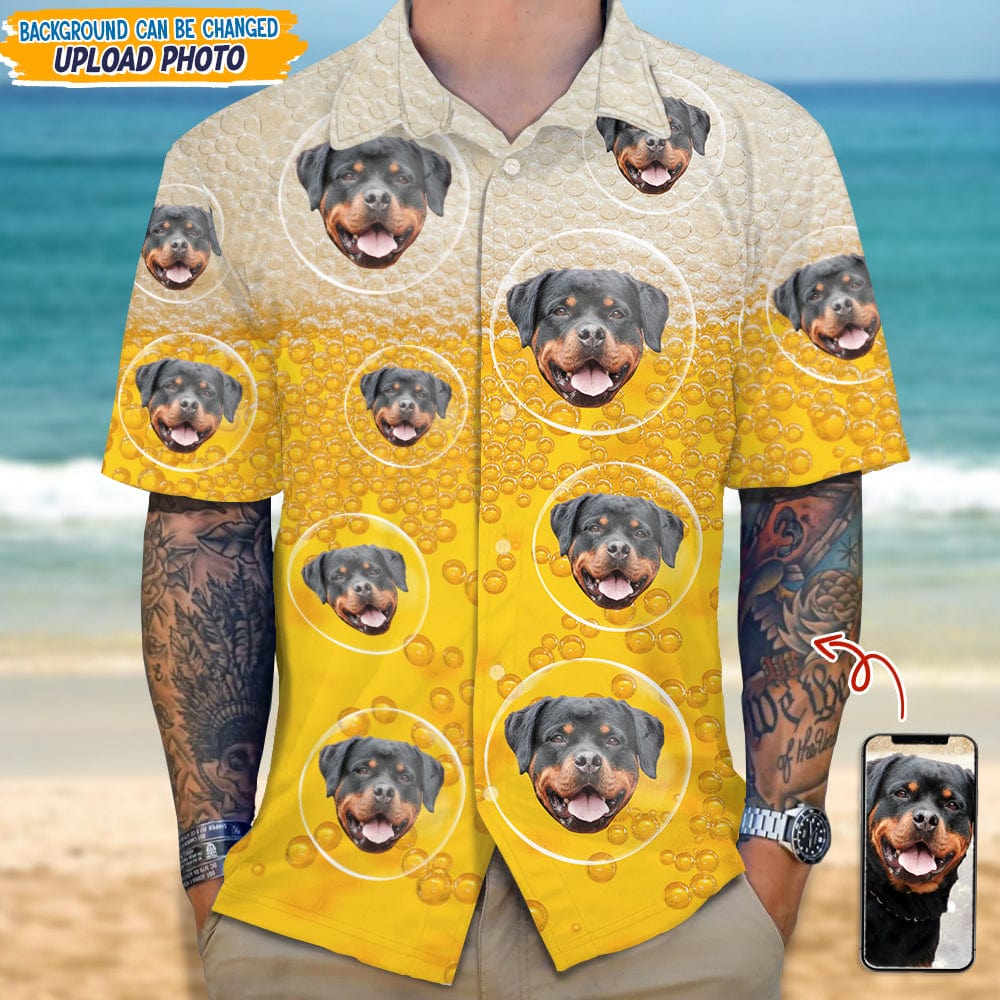 Custom Photo Dog With Beer Bubble Hawaii Shirt TA29 889289