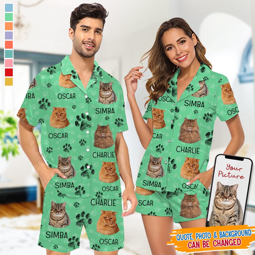 Custom Photo For Cat Lover Short Pajamas N304 966