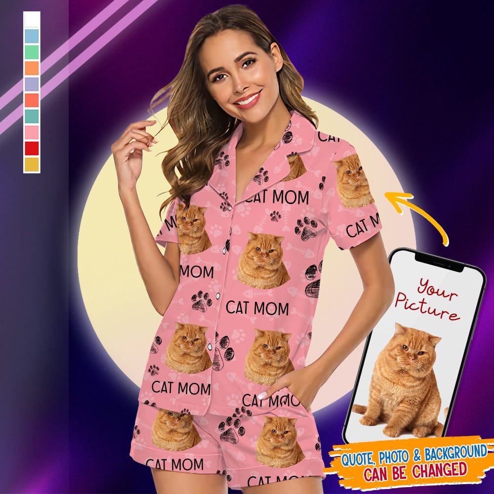 Custom Photo For Cat Lover Short Pajamas N304 966