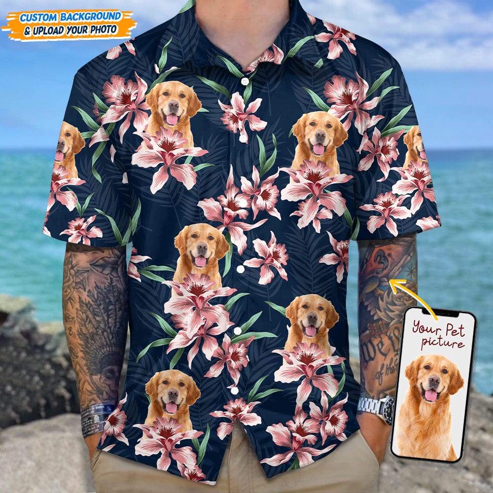 Custom Photo For Dog Lover With Lily Flowers Hawaii Shirt N304 889303