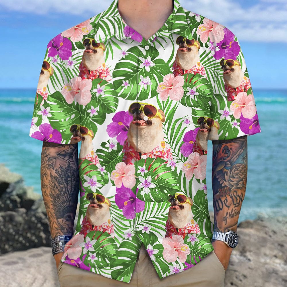 Personalized Photo Cute Dog Face Hawaii Shirt DA199 889543
