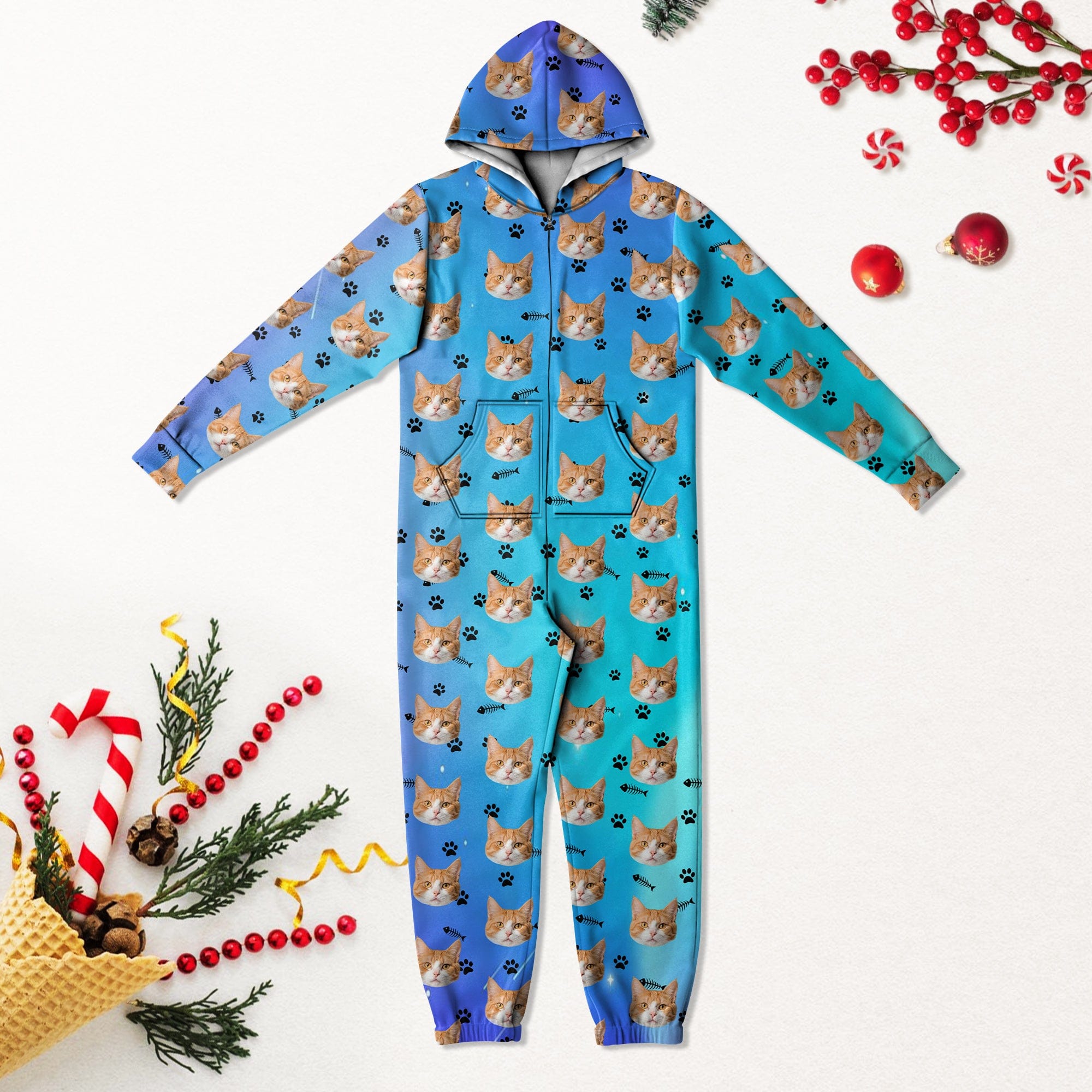 Custom Photo Galaxy Onesie Pajamas For Cat Lovers HO82 893232