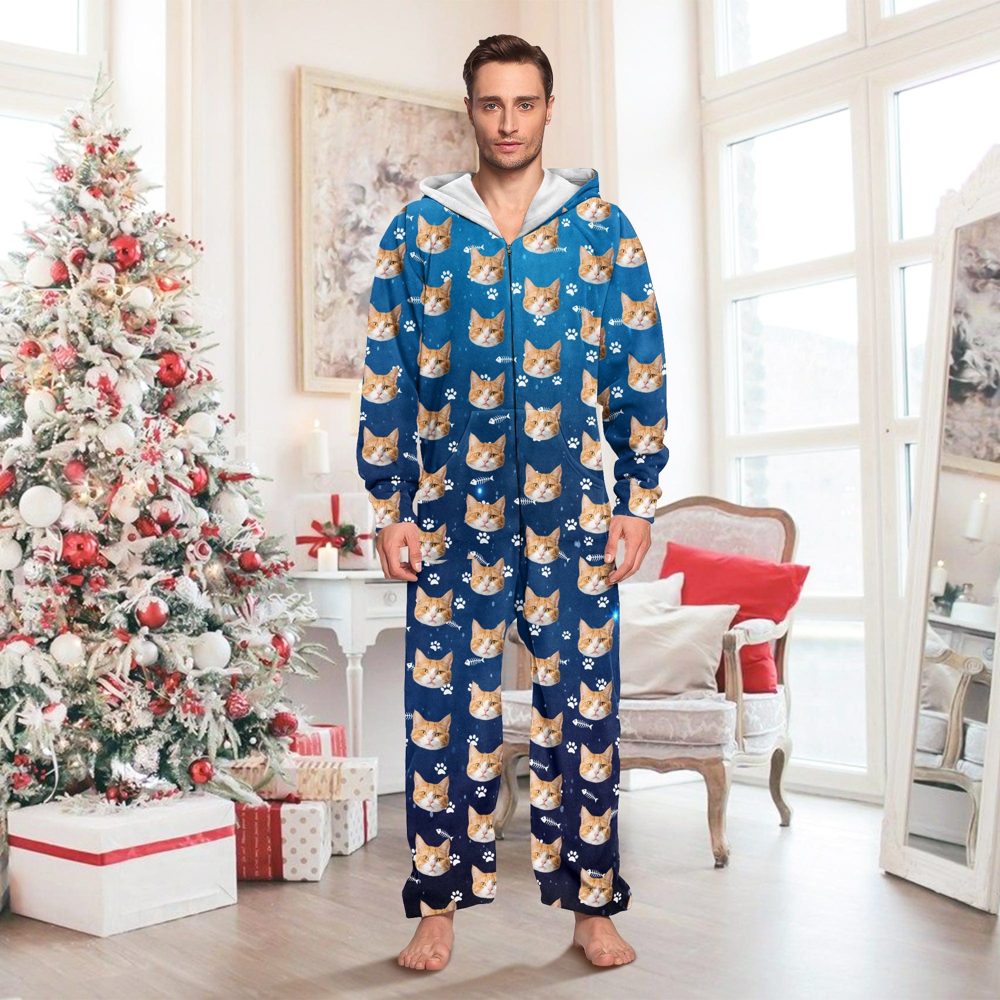 Custom Photo Galaxy Onesie Pajamas For Cat Lovers HO82 893232