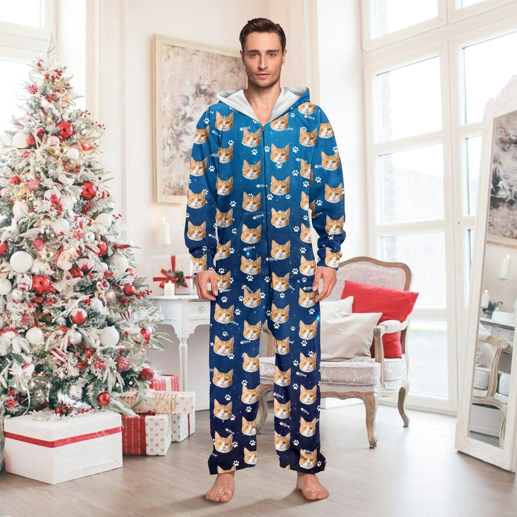 Custom Photo Galaxy Onesie Pajamas For Cat Lovers HO82 893232