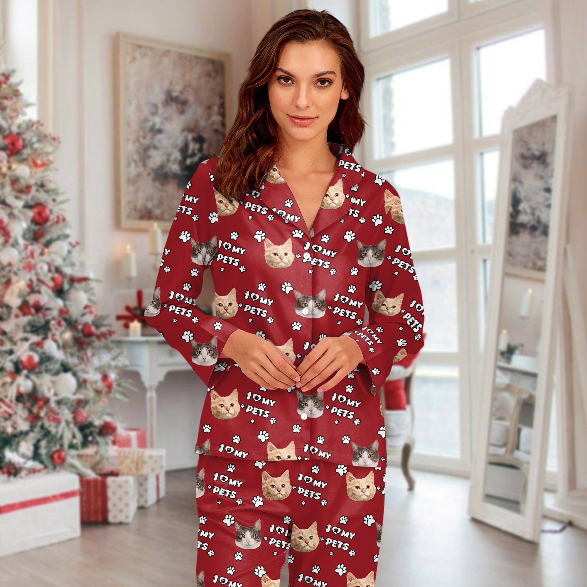 Custom Photo I Love My Dog, I Love My  Cat  Pajamas HA75 895092