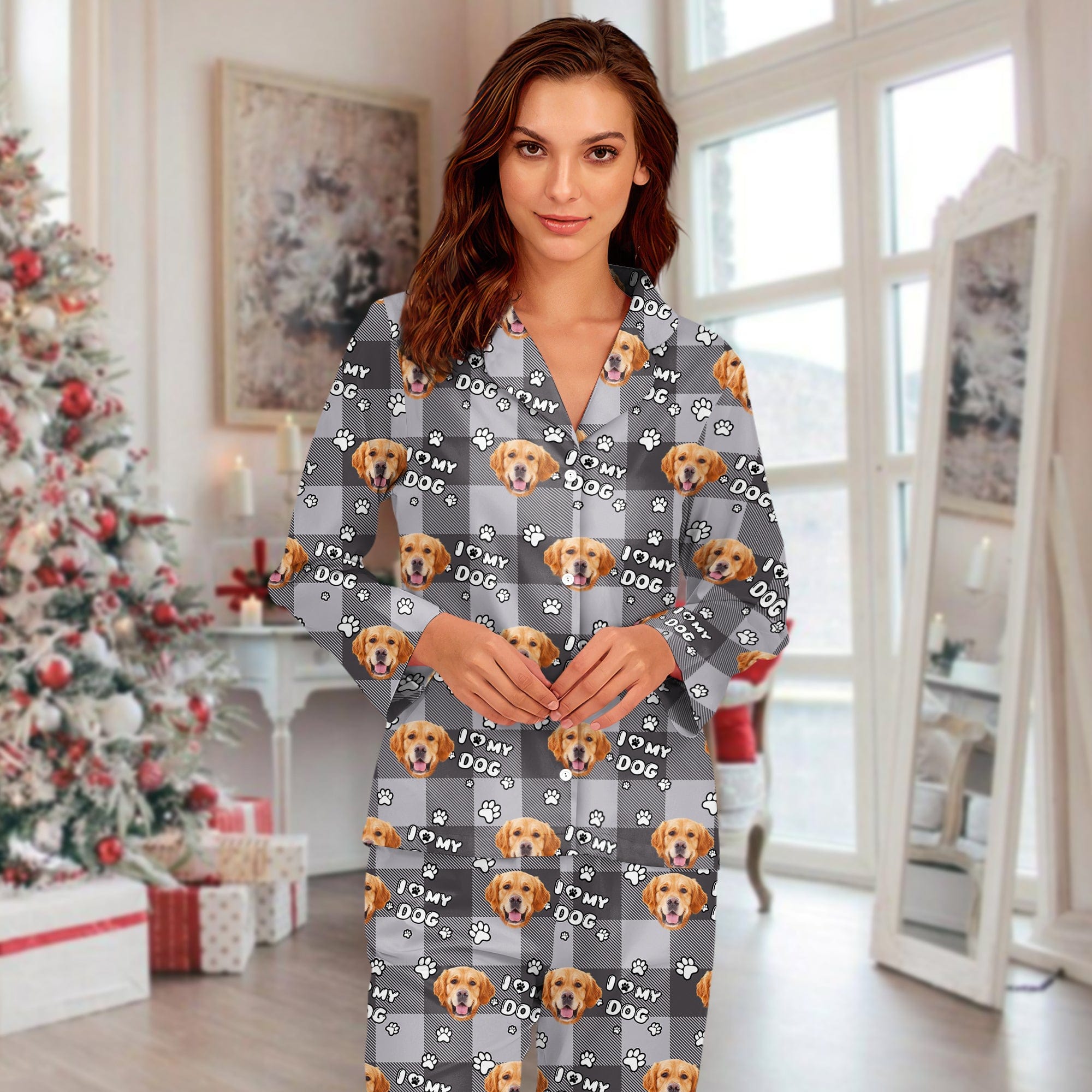 Custom Photo I Love My Dog, I Love My  Cat  Pajamas HA75 895092