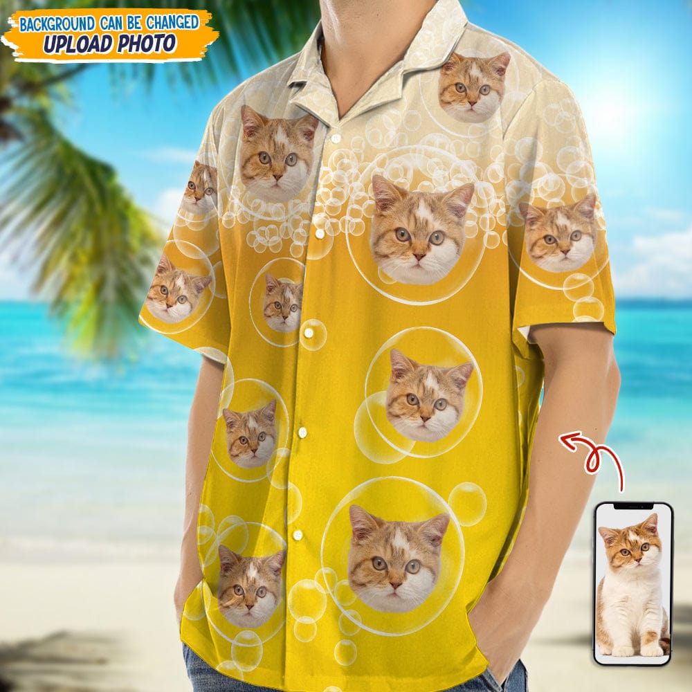 Custom Photo In Beer Bubble For Cat Lover Hawaii Shirt TA29 889291
