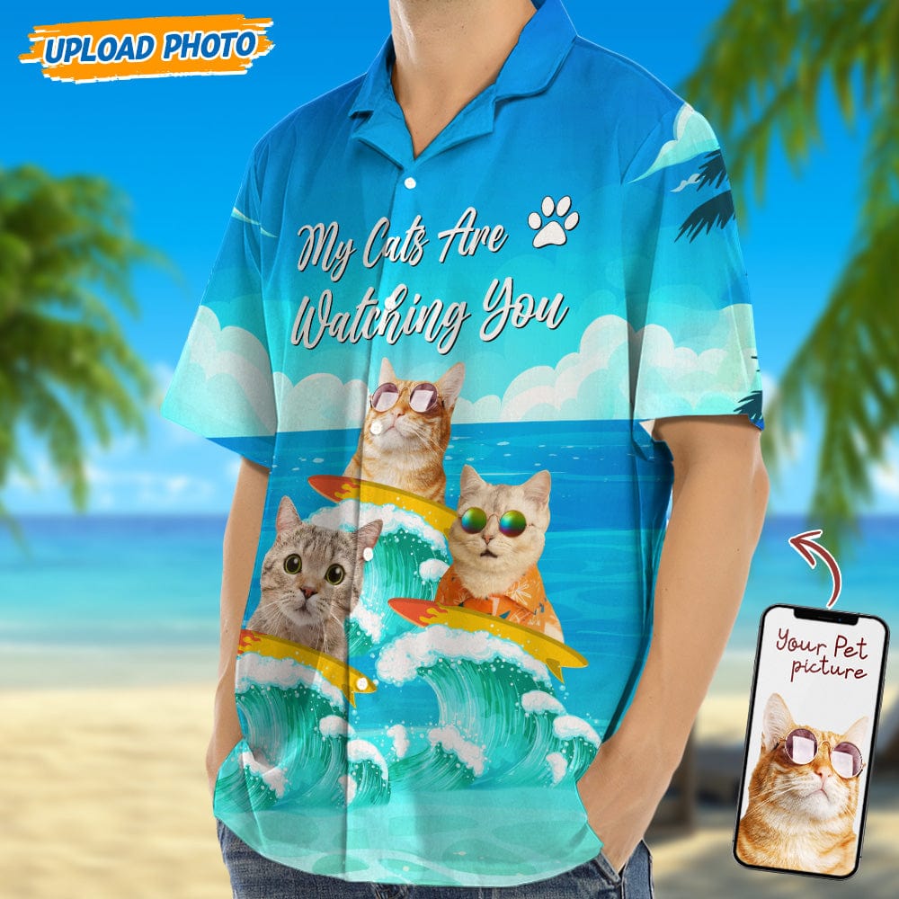 Custom Photo My Cat Is Watching You Hawaii Shirt N304 889266