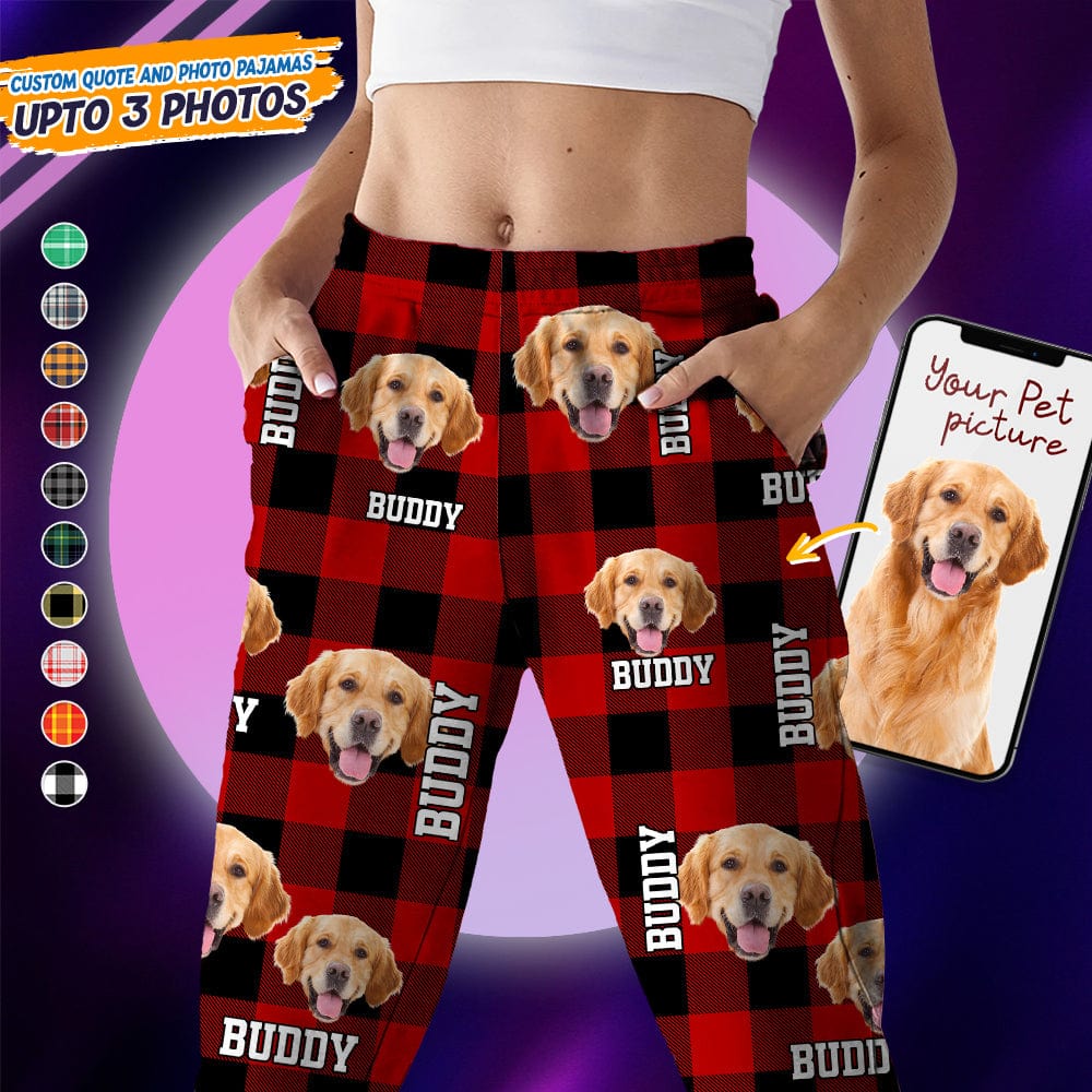 Custom Photo Name Dog Cat Flannel Pajamas HO82 K228 888737