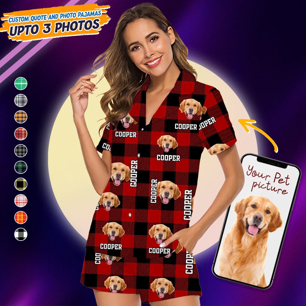 Custom Photo Name Dog Cat Short Pajamas K228 888793