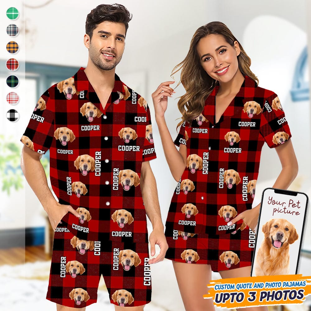 Custom Photo Name Dog Cat Short Pajamas K228 888793