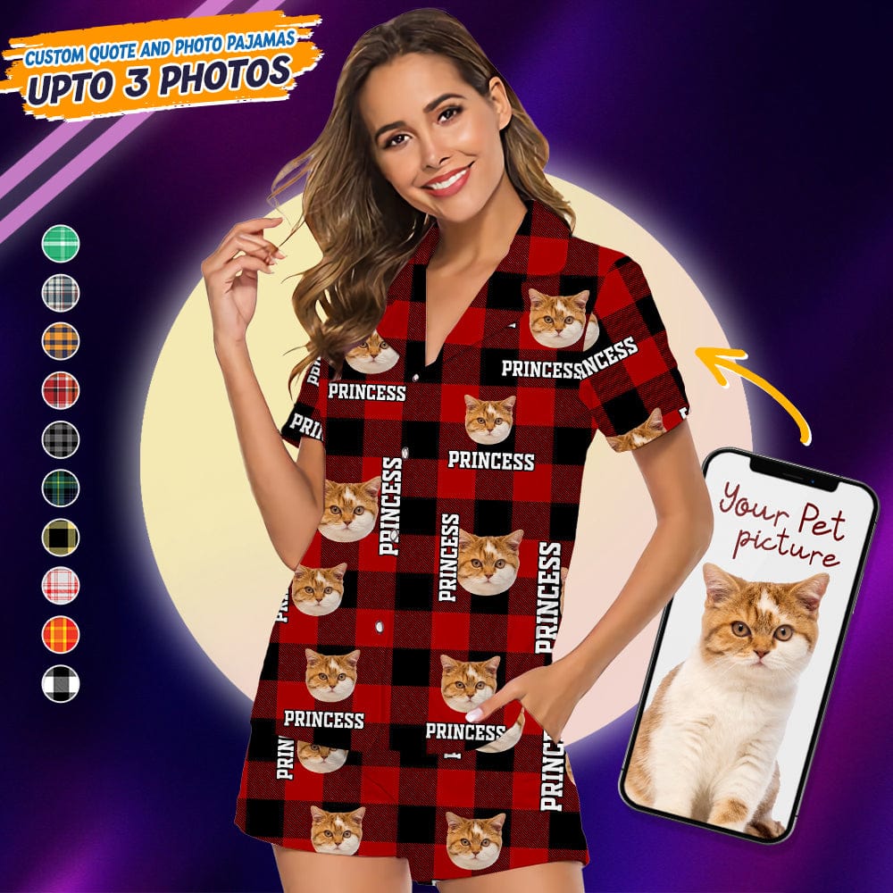 Custom Photo Name Dog Cat Short Pajamas K228 888793