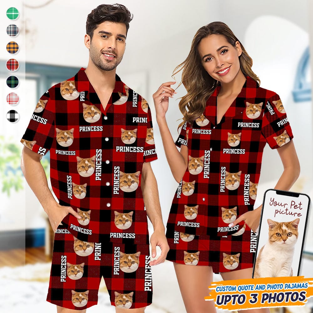 Custom Photo Name Dog Cat Short Pajamas K228 888793