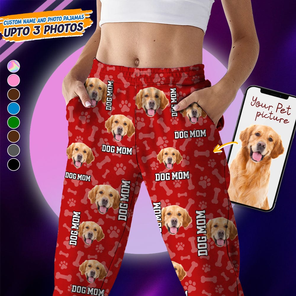 Custom Photo Name Paw Pattern Dog Cat Pajamas K228 888800