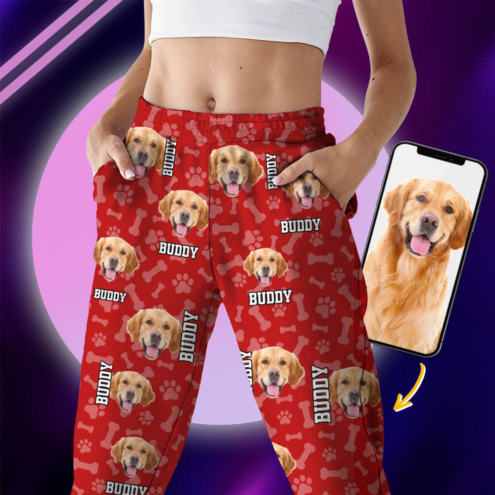 Custom Photo Name Paw Pattern Dog Cat Pajamas K228 888800
