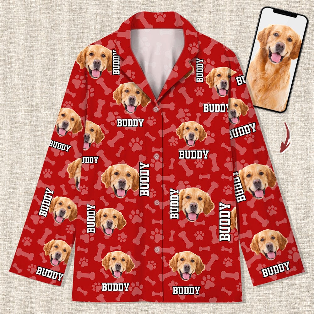 Custom Photo Name Paw Pattern Dog Cat Pajamas K228 888800