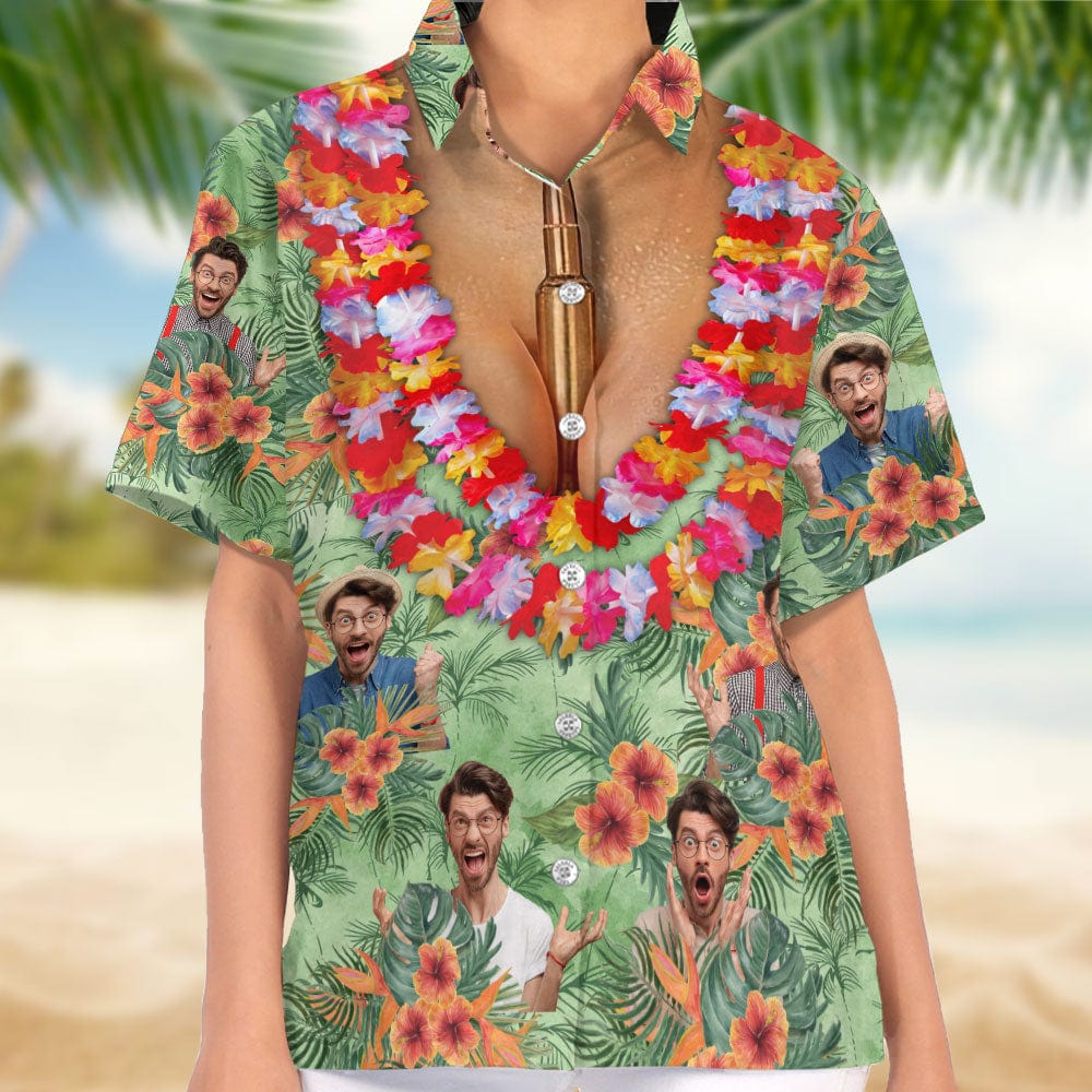 Custom Photo Nice Rack With Floral Pattern Woman's Hawaii Shirt HO82 890872