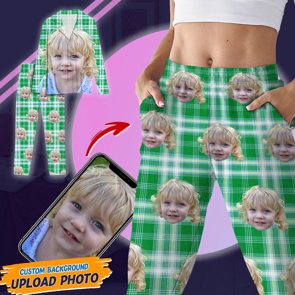 Custom Photo Portrait Face With Christmas Accessories Flannel Pajamas N369 HA75 888723