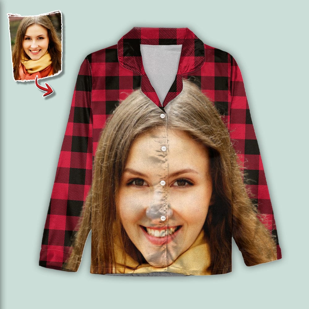 Custom Photo Portrait Face With Christmas Accessories Flannel Pajamas N369 HA75 888723