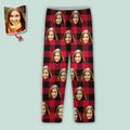 Custom Photo Portrait Face With Christmas Accessories Flannel Pajamas N369 HA75 888723