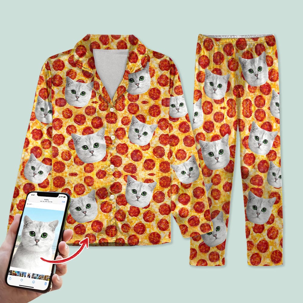 Custom Photo Tie Dye Background Cat Pajamas N304 HA75 888810
