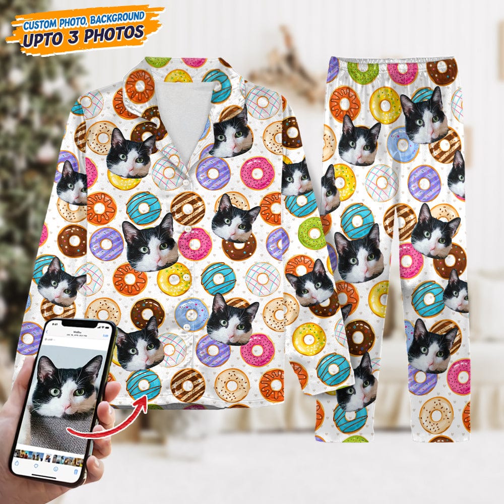 Custom Photo Tie Dye Background Cat Pajamas N304 HA75 888810