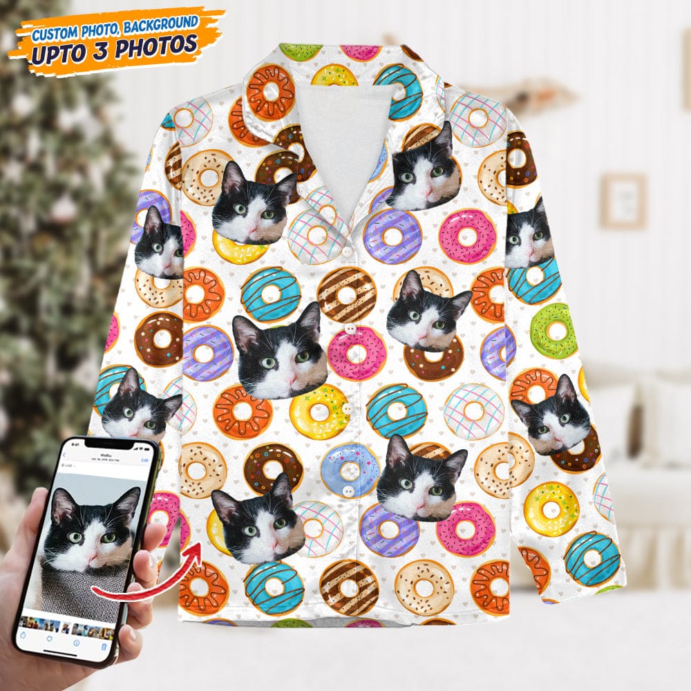 Custom Photo Tie Dye Background Cat Pajamas N304 HA75 888810