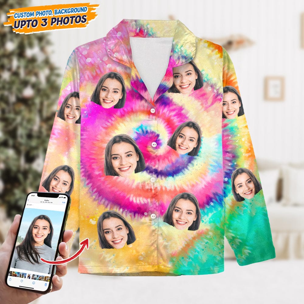 Custom Photo Tie Dye Background For Christmas Pajamas N304 888812