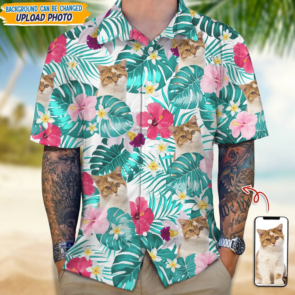 Custom Photo Tropical Cat Hawaiian Shirt K228 889467