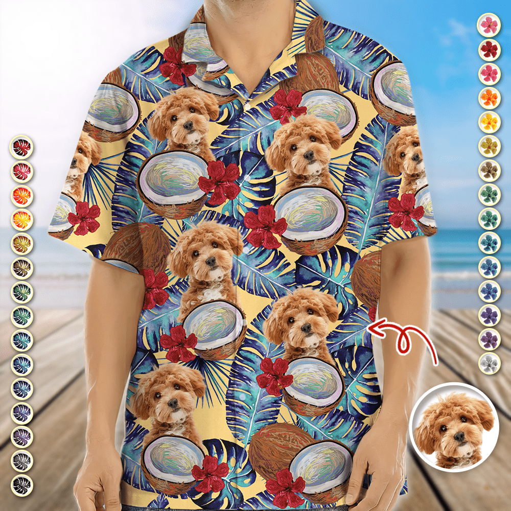 Custom Photo Tropical Coconut Dog Cat Hawaii Shirt HA75 891100