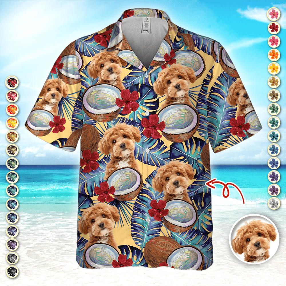 Custom Photo Tropical Coconut Dog Cat Hawaii Shirt HA75 891100