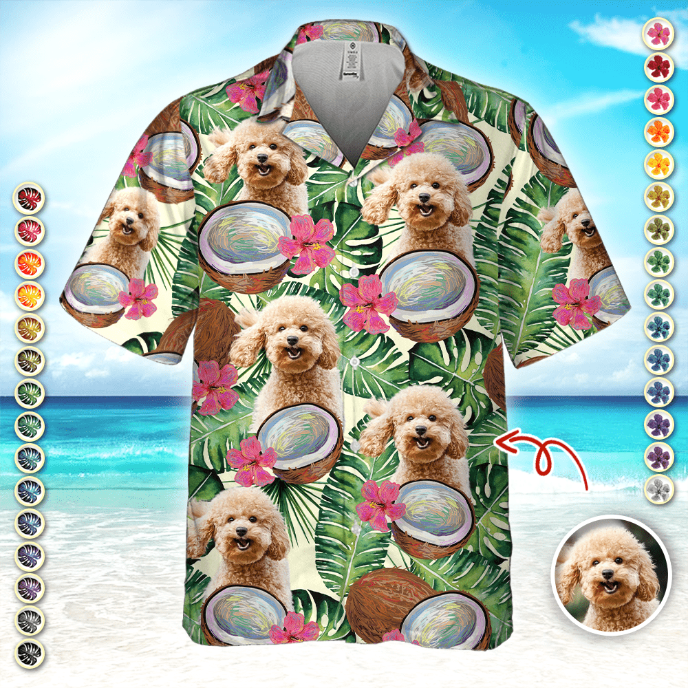Custom Photo Tropical Coconut Dog Cat Hawaii Shirt HA75 891100
