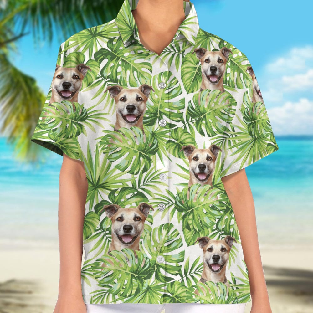 Custom Photo Tropical Dog Women Hawaii Shirt DA199 890421