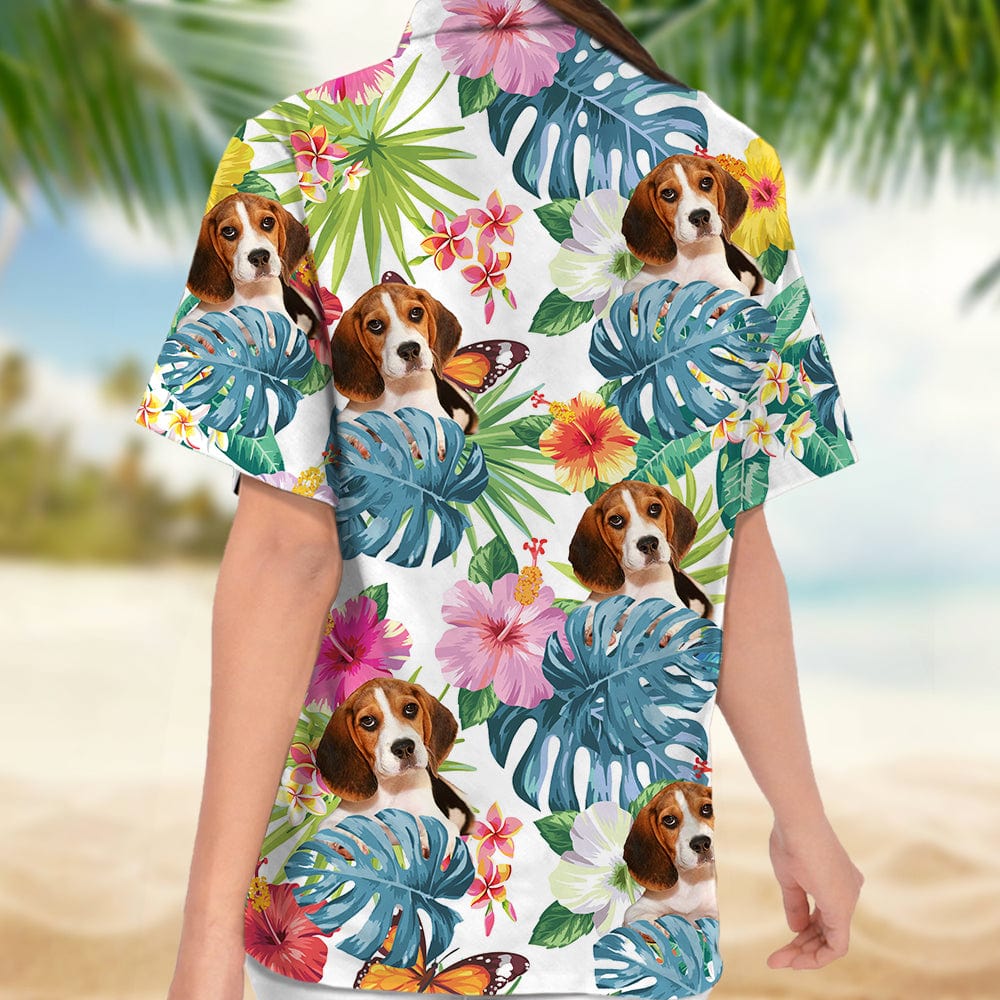 Custom Photo Tropical Dog Women Hawaii Shirt DA199 890421
