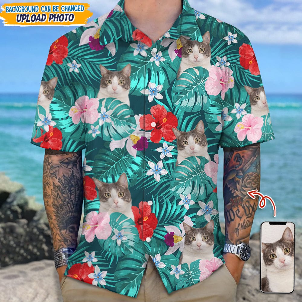 Custom Photo Tropical Style Cat Hawaii Shirt TH10 N304 889467