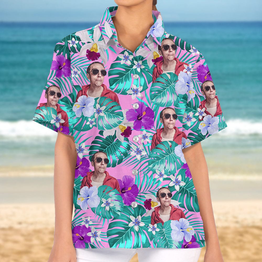 Custom Photo Tropical Style Woman Hawaii Shirt TA29 889565