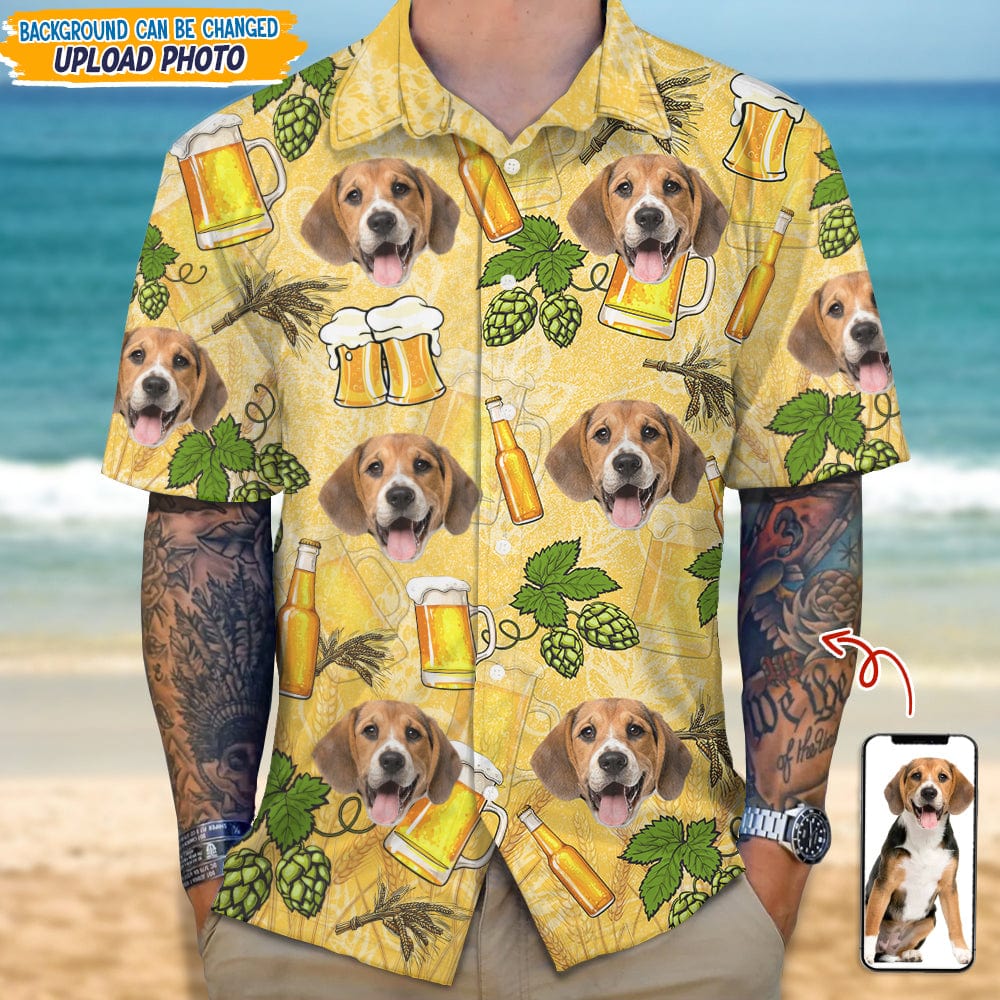 Custom Photo With Beer Bottle For Dog Lover Hawaii Shirt TA29 889361