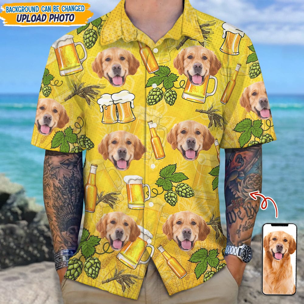 Custom Photo With Beer Bottle For Dog Lover Hawaii Shirt TA29 889361