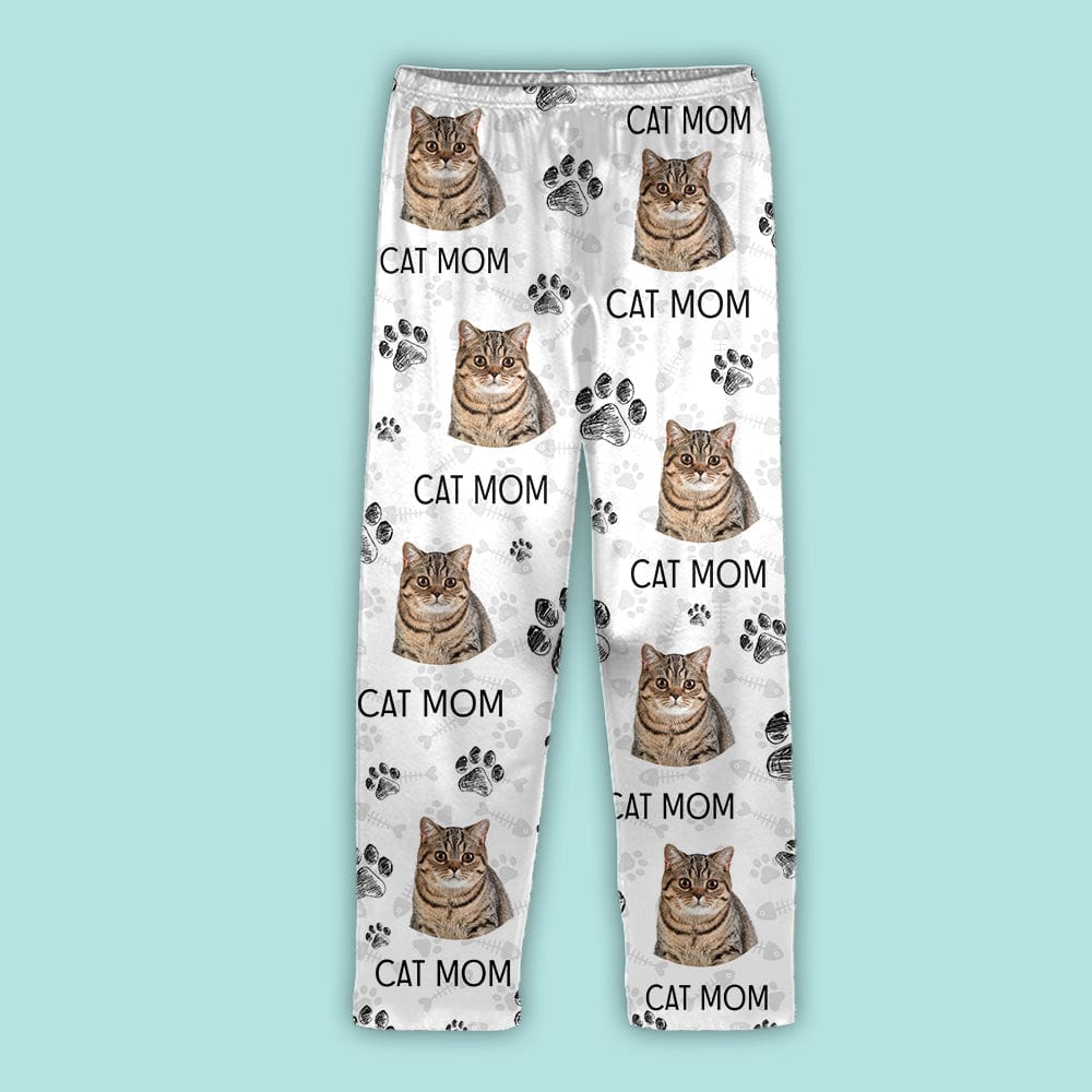 Custom Photo With Black Paw Icon Cat Pajamas N304 952