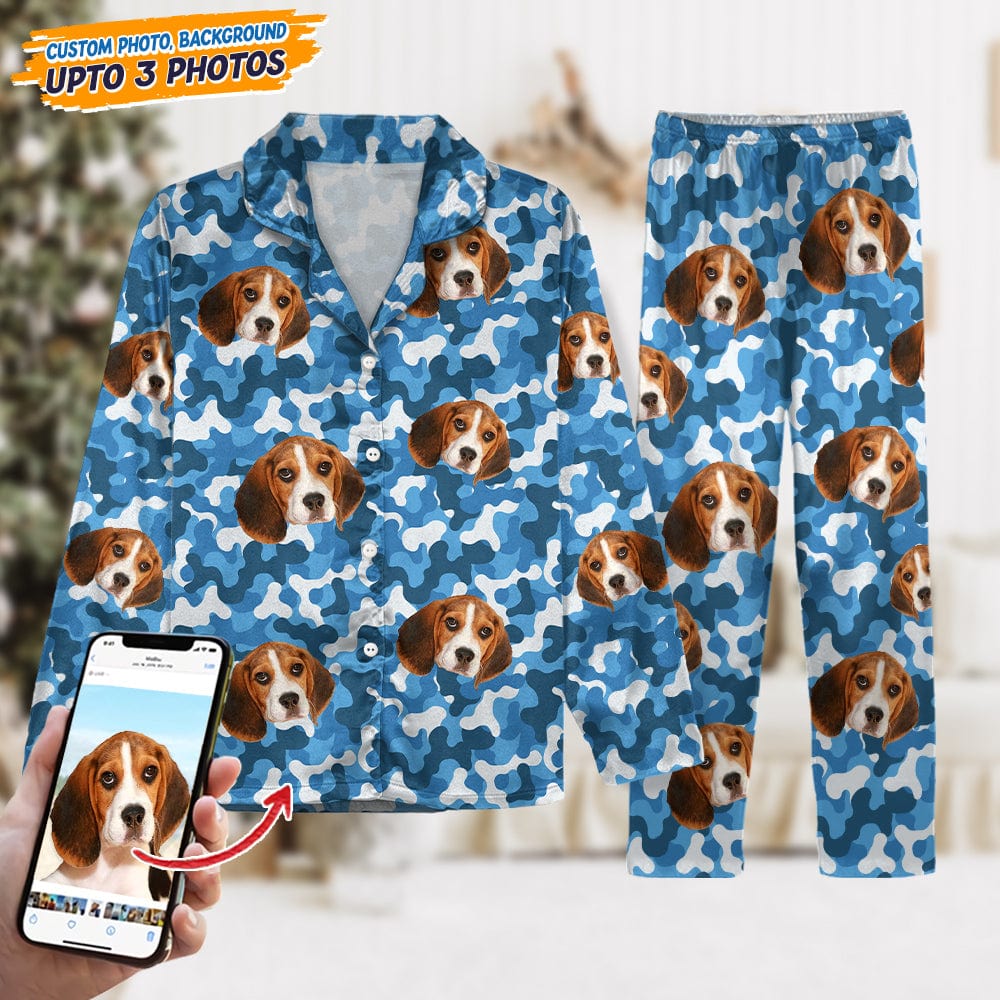 Custom Photo With Camo Background Dog Pajamas N304 888778