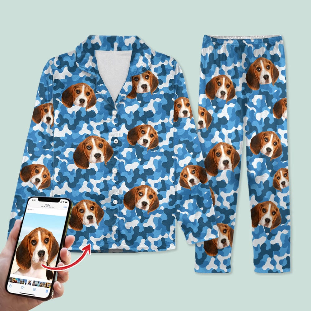 Custom Photo With Camo Background Dog Pajamas N304 888778