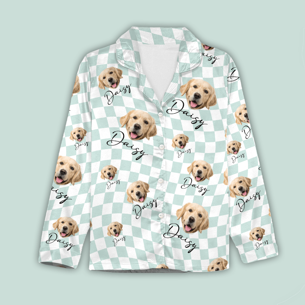 Custom Photo With Checkered Pattern Dog Lover Pajamas TA29 890065
