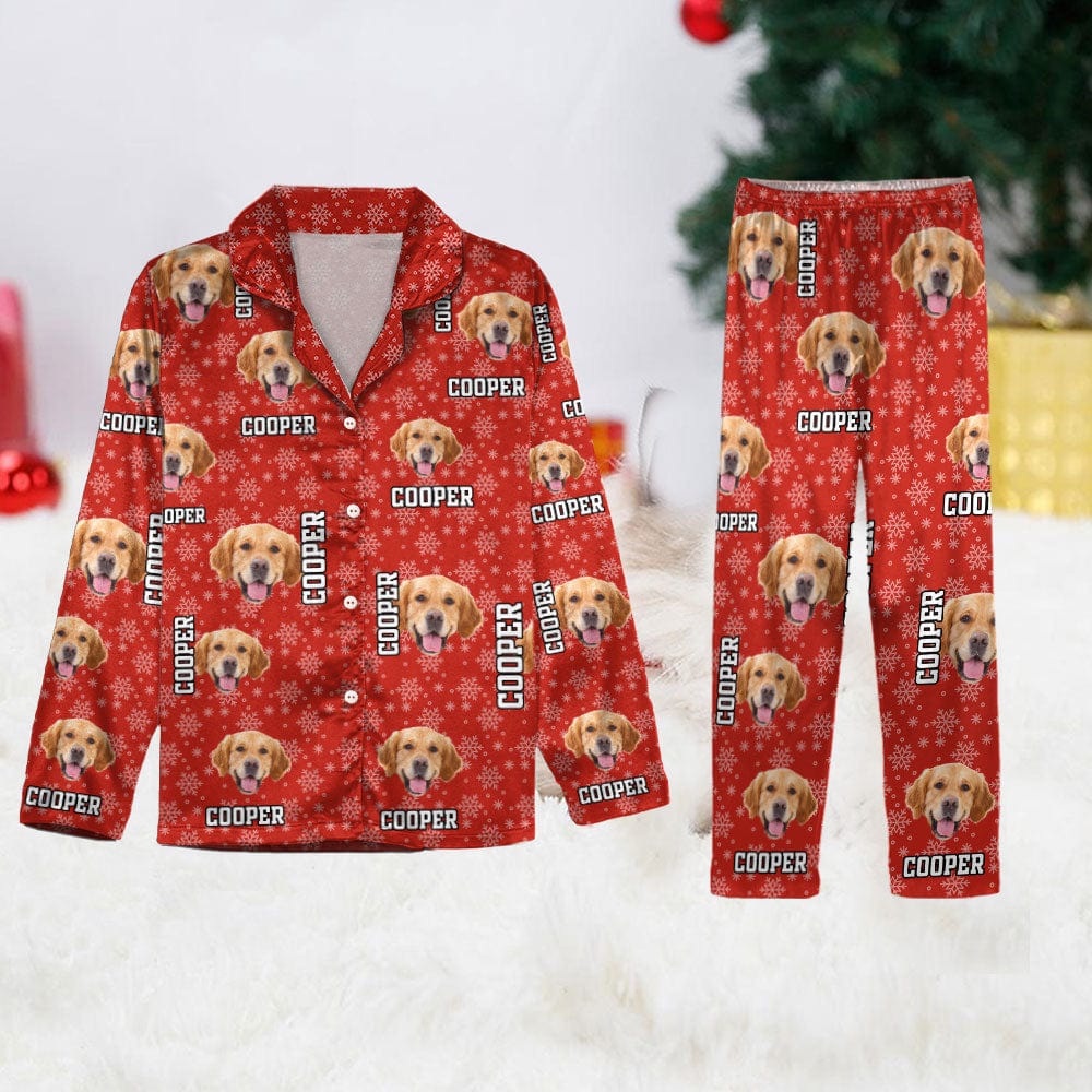 Custom Photo With Christmas Background For Dog Cat Lovers Pajamas T368 889936