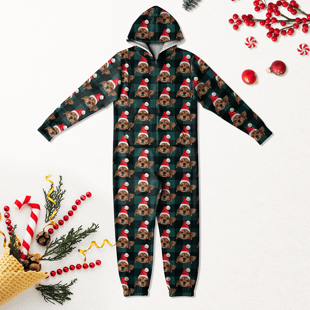Custom Photo With Christmas Pattern Onesie Pajamas For Dog Lovers HO82 893220