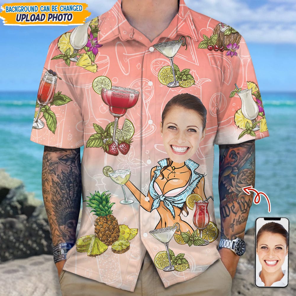 Custom Photo With Cocktail Pattern For Husband Or Boyfriend Hawaii Shirt TA29 889357