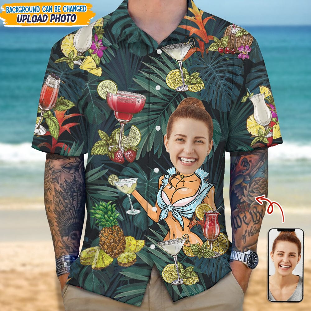 Custom Photo With Cocktail Pattern For Husband Or Boyfriend Hawaii Shirt TA29 889357
