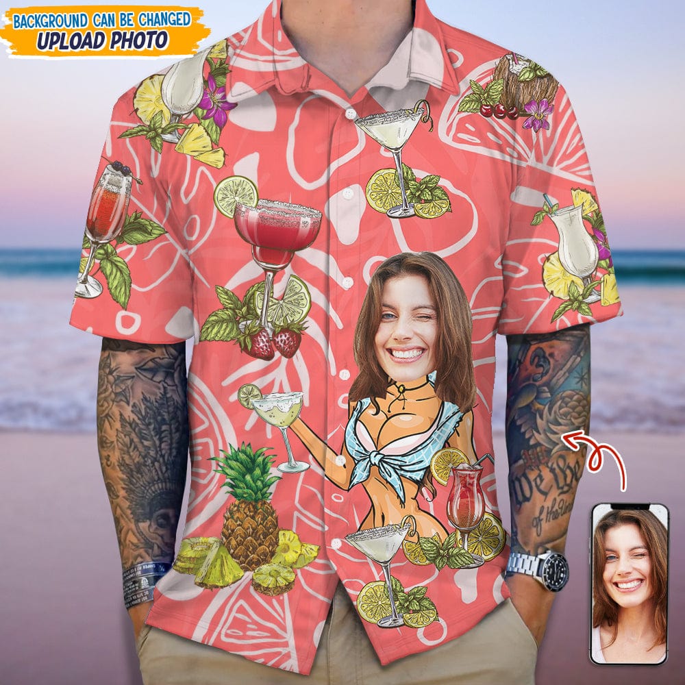 Custom Photo With Cocktail Pattern For Husband Or Boyfriend Hawaii Shirt TA29 889357