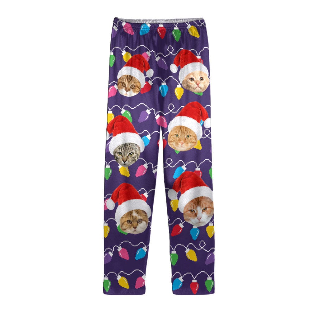Custom Photo With Colorful Christmas Lights For Cat Lovers Pajamas N304 889918