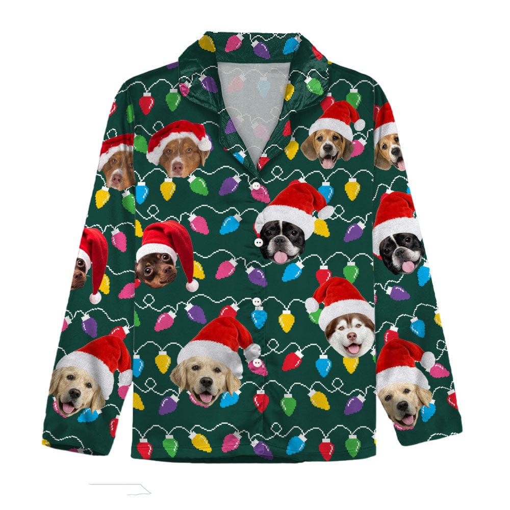 Custom Photo With Colorful Christmas Lights For Dog Lovers Pajamas N304 889916