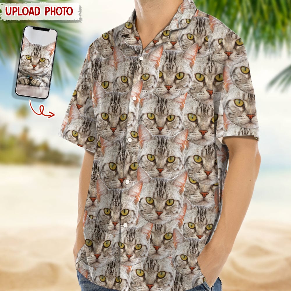Custom Photo With Full Cat Face Hawaii Shirt N304 889325